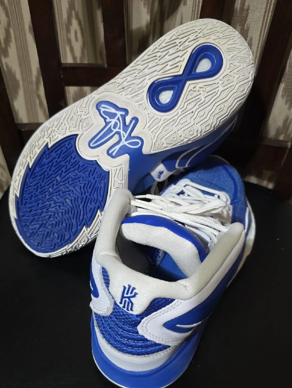 Nike Blue and White High-Top Basketball Sneakers